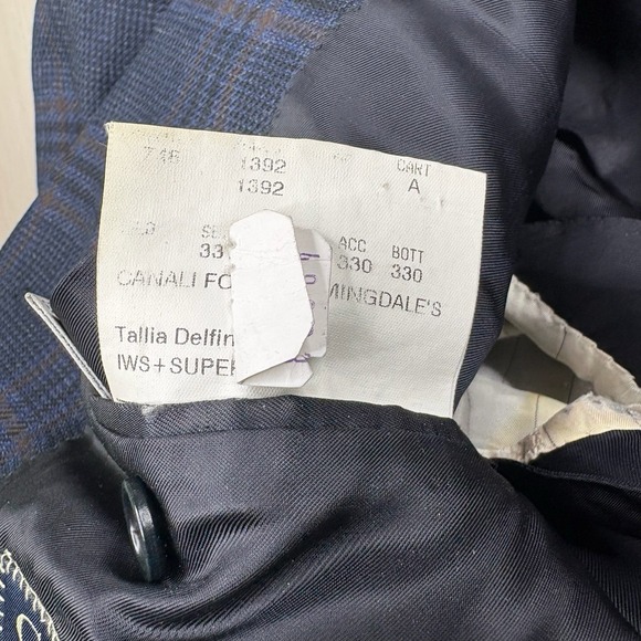 Canali For Bloomingdales Wool Lana Sport Coat Italy Windowpane 2 Button Size 38R - Picture 7 of 16